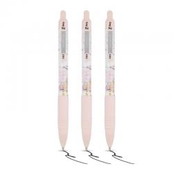Zebra Z-GRIP Smooth Glam Black Ink Ballpoint Pens Pink Marble Pack of 3 02714
