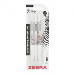 Zebra Z-GRIP Smooth Glam Black Ink Ballpoint Pens White Marble Pack of 3 02741