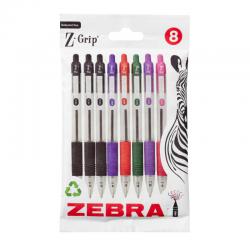 Zebra Z-Grip Retractable Ballpoint Pen 1mm Tip Assorted Ink Pack of 8 02773