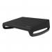 The image shows two black Fellowes footrests and back supports from their Breyta line. The footrests have a textured surface and are adjustable in height, while the back supports are contoured for comfort. The sleek design is modern and professional.