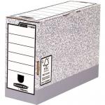 The Fellowes Transfer Cases System is a set of 10 grey folio transfer files, each measuring 120x255x360mm. The cases feature the FSC logo and are designed for easy organization and storage of documents and papers. The sturdy construction and 120mm width make these cases ideal for a variety of filing needs.