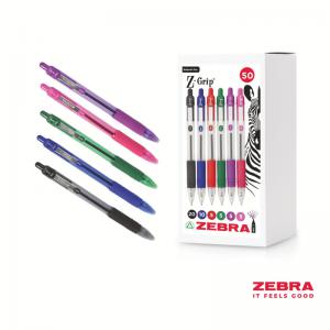 Zebra Z-Grip Retractable Ballpoint Pen Assorted Ink Pack of 50 12758