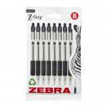Zebra Z-Grip Retractable Ballpoint Pen 1mm Tip Black Pack of 8 12771