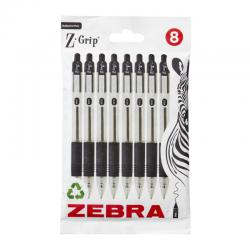 Zebra Z-Grip Retractable Ballpoint Pen 1mm Tip Black Pack of 8 12771