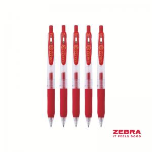 Zebra Eco SARASA Gel Retractable Rollerball CLIP 0.7mm Pen Red Ink -