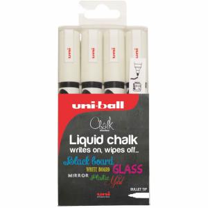 Uni-ball PWE-5M Chalk Marker Medium Bullet Tip White Pack of 4
