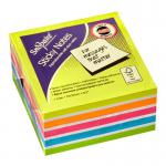 FSC Multicoloured Rainbow NeonMix Sticky Notes 450 sheet Cube- 1 Cube 15761