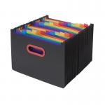 Rainbow & Black 24 part Desk Expander A4- 1 Organiser 15852