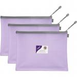 EVA Pastel Mesh HC Foolscap Zippa Bag - Purple- 3 Bags 15936