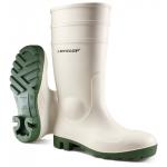 The Protomastor Wellington Boots feature a durable PVC construction with a steel toe cap for safety. These white boots are versatile and stylish, making them perfect for tough work environments.