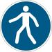 The photo features a sturdy safety sign with the words Use Walkway in bold lettering, designed for long-lasting use on floors. The sign is highly durable and suitable for guiding people to designated walkways for added safety.