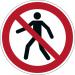 This is an image of a durable Pedestrians Prohibited sign. The sign is rectangular and features bold red and white text against a reflective silver background. The words Pedestrians Prohibited are prominently displayed in all caps. The sign appears to be made of a sturdy material, with smooth edges and a glossy finish.