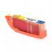 The photograph captures a bright yellow AC ink cartridge compatible with Canon printers. The cartridge boasts XXL extra high yield capacity and is marked with the model number 1997C001. The product is clearly labeled and ready for use.