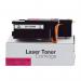 The picture shows a set of high-quality, remanufactured magenta ink cartridges for Dell printers. The packaging is branded with the printer model and ink color, with a label indicating it can also be used for a specific toner. The cartridges are neatly arranged and labeled for easy identification.