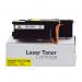 A photo of AC Ink Cartridges Remanufactured Dell 593-BBLV in yellow can be seen. These cartridges are also compatible with 593-BBJW and have the 28110528 toner. The yellow color is vibrant and the packaging is professional-looking.