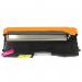 The picture displays a stack of vibrant yellow AC ink cartridges with the label Remanufactured Dell 593-10496 Yellow Toner on each one. The cartridges are neatly arranged and ready to be used in a printer.