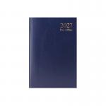 This diary has a classic A5 size with a day a page layout for the year 2026. The cover is blue and features a split weekend design, with Saturday and Sunday on separate pages.