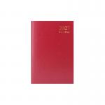 This photo features a sleek red diary with a day a page layout for the year 2026. The pages are split to accommodate weekends, making it perfect for organizing your schedules and plans.