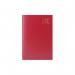 This photo features a sleek red diary with a day a page layout for the year 2026. The pages are split to accommodate weekends, making it perfect for organizing your schedules and plans.