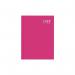 The photo shows a bright pink casebound A5 diary with a day a page layout for the year 2026. The cover reads Tallon A5 Diaries in bold font. The pages are lined and have ample space for writing appointments and notes. The diary appears well-structured and compact.
