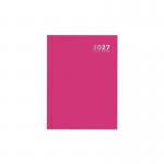 The image shows a bright pink, casebound diary with the words 2026 Week to View written on the cover. The diary, which has a size of A5, features the brand name Tallon on the front. The inside pages show the layout for weekly planning and the year 2026 on the top of each page.