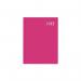 The image shows a bright pink, casebound diary with the words 2026 Week to View written on the cover. The diary, which has a size of A5, features the brand name Tallon on the front. The inside pages show the layout for weekly planning and the year 2026 on the top of each page.