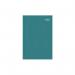 The picture shows a bright teal casebound A4 diary for the year 2026. The cover is embossed with the words Day a Page and Tallon 3488T. The pages are neatly organized with dates and lines for writing.