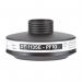 The image shows rectangular, white filters with the 3M logo and label PF10 PARTICULATE FILTER in the center. The background is a light blue with small text detailing product and company information.