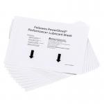 The image shows a white package containing Fellowes Shredder Oil Powershred Performance+ Lubricant Sheets. The package is designed with the brand logo and graphics, along with a clear indication of the product name and features. The sheets are neatly stacked inside the package, possibly with a shiny oil coating.