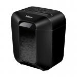 The photograph captures a sleek and modern Fellowes Small Office Shredder, the Powershred LX25, in a crosscut design. It is powered by 230V and designed for use in the UK. The shredder is compact and ideal for small offices, featuring the trusted Fellowes brand.