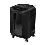 The picture shows the sleek and compact Fellowes Small Office Shredder Powershred LX85. It features a cross cut mechanism and is designed for 230V power in the UK. The model number is 4400901.