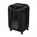 The picture shows the sleek and compact Fellowes Small Office Shredder Powershred LX85. It features a cross cut mechanism and is designed for 230V power in the UK. The model number is 4400901.