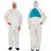 The photograph shows a white 3M protective coverall and overalls, both in size L. The coverall is made of durable material and features the iconic 3M logo. The overalls have multiple pockets and adjustable straps for a comfortable fit. Both items have a professional and sleek look.