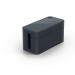 The image shows a small, graphite-colored CAVOLINE box designed for durable cable management. The box appears sturdy and compact, with openings on either side for easy access to cables. The design is sleek and modern, perfect for keeping cords organized.