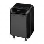 This photograph shows Fellowes Small Office Shredders Powershred LX211 in black. It is a micro-cut shredder that operates at 230V for EU and UK use. The sleek design of this shredder allows for easy use and efficient shredding of documents.
