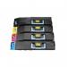 The picture shows a set of AC ink cartridges compatible with Kyocera TK855C in a vibrant cyan color. The toner cartridges are labeled with the Kyocera brand and model number 55110402, and are packaged together for easy use and storage.