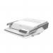 This photo features the Fellowes Binding Lyra 3-in-1 Binding Centre (Manual). The black and white machine has a sleek, compact design. It is shown in use with a stack of papers being punched and bound together. Bright blue accents add a pop of color to the professional-looking device.