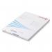 The picture shows a pack of 100 white Xerox Laser Labels with rounded corners and a glossy finish. Each label measures 93x99mm and is designed for use with a monochrome laser printer. The labels are FSC certified and come in a convenient 6-up layout on A4 paper.
