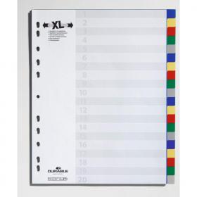 Durable 20 Part Coloured Tab Index A4+ 675927