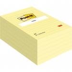 Post-it® Large Notes, Canary Yellow, Lined, 101 mm x 152 mm, 100 SheetsPad, 6 PadsPack, 100% PEFC SGSCH-PEFC-COC-110078 7100172753