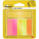 Post-it Notes Markers, Assorted Colours, 15 mm x 50 mm, 100 SheetsPad, 5 PadsPack, 100% PEFC SGSCH-PEFC-COC-110078 7100172770