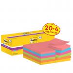 Post-it Super Sticky Z-Notes, Assorted Colours, 76 mm x 76 mm, Promo Pack, 90 SheetsPad, 20 + 4 FREE PadsPack, Cardboard Pack, 100% PEFC SGSCH-PEFC 7100236587