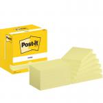 Post-it Notes, Canary Yellow, 76 mm x 127 mm, 100 SheetsPad, 12 PadsPack, Cardboard Pack, 100% PEFC SGSCH-PEFC-COC-110078 7100290165