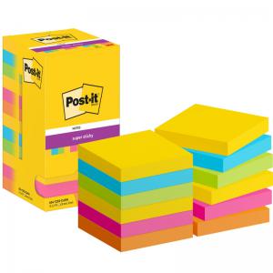 Post-it Super Sticky Notes, Carnival Colour Collection, 76 mm x 76 mm,