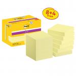 Post-it Super Sticky Notes, Canary Yellow, 47.6 mm x 47.6 mm, Promo Pack, 90 SheetsPad, 8 + 4 FREE PadsPack, Cardboard Pack, 100% PEFC SGSCH-PEFC-C 7100290178