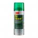 The photo shows a 400 ml can of 3M Spray Adhesive with a label reading Scotch ReMount Adhesive Spray. The can is blue and silver with the 3M logo prominently displayed. The nozzle is visible and there is a red cap covering it. The can is sitting on a white background.
