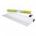 The photo shows a white Post-it Drywipe Roll, with the dimensions of 91.4 cm x 60.9 cm. The roll is unrolled on a whiteboard, displaying the smooth surface and easy erasing capabilities. The whiteboard is marked with various notes and drawings in different colors, showcasing the versatile use of this product.