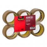 Scotch® Secure Seal Packaging Tape, Brown, 50 mm x 66 m, 6 RollsPack 7100303341