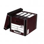This photograph showcases a pack of 10 tall Fellowes Bankers Box Premium boxes, each measuring 303x342x400mm. Made with FSC-certified woodgrain material, these boxes have a professional and sleek appearance. Perfect for organizing and storing various items.