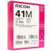 A vibrant, bright magenta gel ink cartridge with the brand name Ricoh prominently displayed on the label. The compact design and precise labeling make it simple to identify and use for printing purposes.